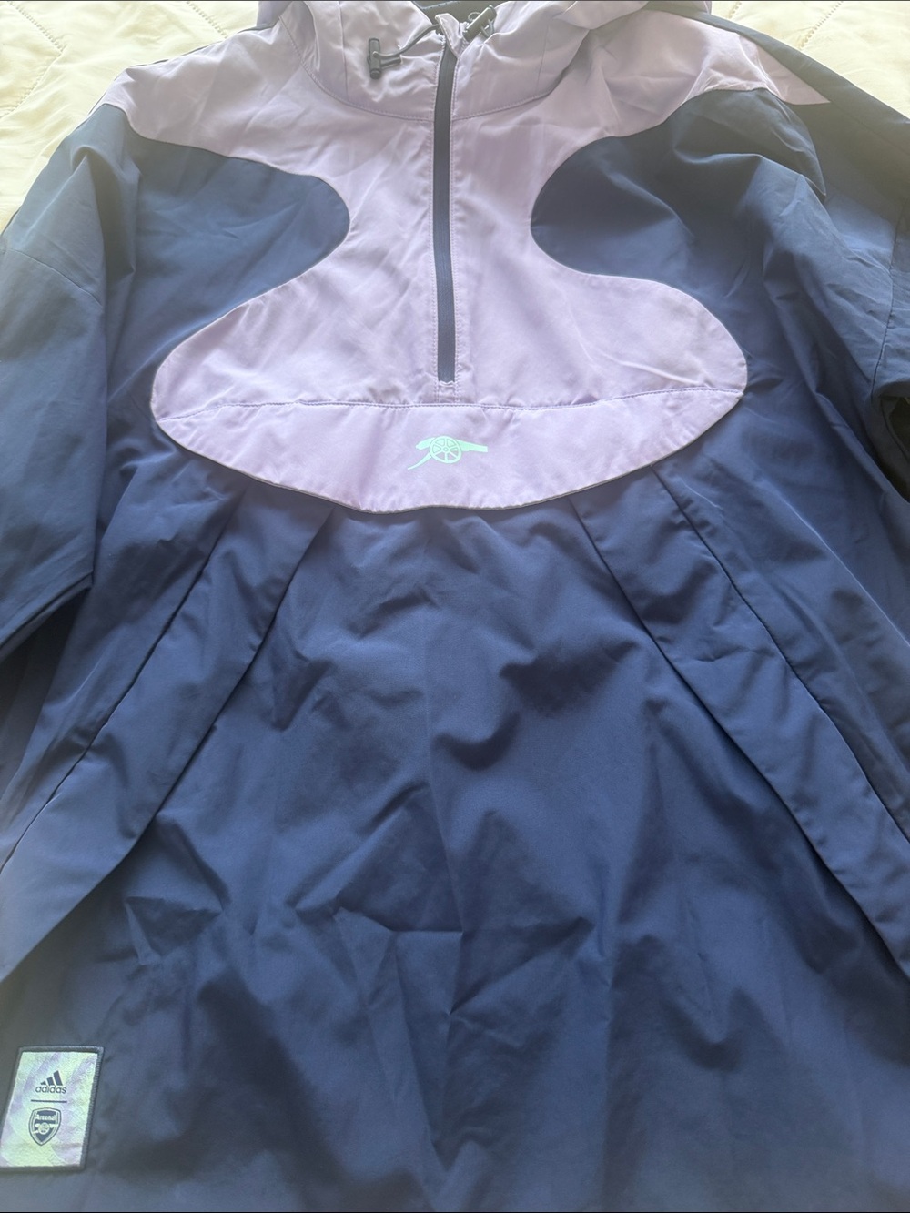 Adidas x Arsenal Navy and Lavender Hooded Half-Zip Pullover